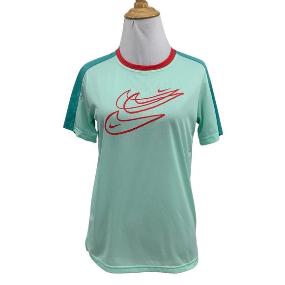 Nike T Shirt Womens L Large Dri Fit Sweat Wicking Lightweight Ringer Crew Tee - Picture 1 of 11